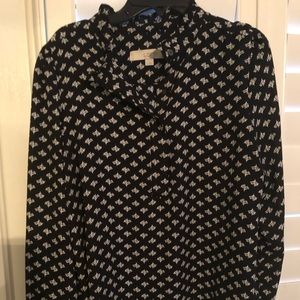 Loft women’s blouse size small in black with white design